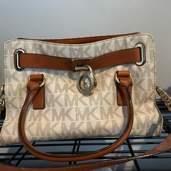 Michael Kors Cream and Brown Satchel - Picture 1 of 3